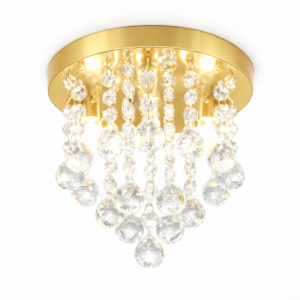 Lustre Cristal Legítimo Dourado 20 cm Lâmpadas G9