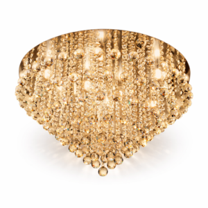 Lustre Redondo 60cm de Cristal com Lâmpadas G9 Base Inox Espelhado – Moderno para Sala e Quarto