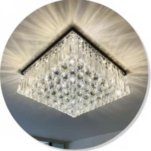 Lustre Plafon Cristal Legítimo Para sala 42x42 cm Lâmpadas G9