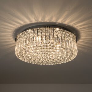 Lustre Plafon Cristal Para Sala Redondo 80 cm x 15 cm Lâmpadas