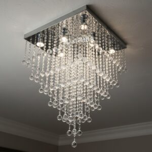 Lustre Pendente Cristal Legítimo Quadrado 52x52 cm Lâmpadas