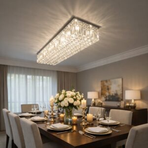 Lustre Plafon Cristal Legítimo Retângular 50x140 Mts Lâmpadas